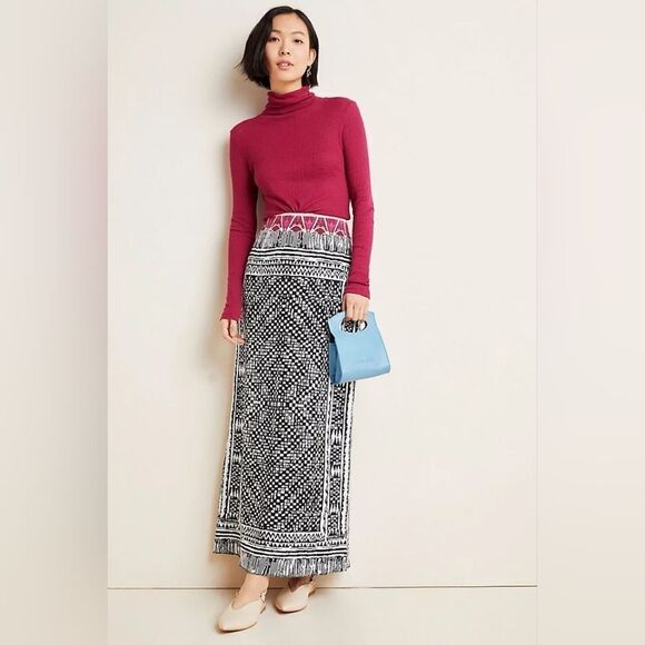 Anthropologie Cecilia Prado Printed Bilbao Sweater Boho Knit Maxi Skirt Small - Picture 1 of 10
